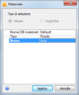 impostare il materiale