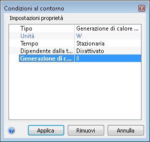 impostare il calore totale