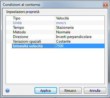 impostare la velocità di ingresso