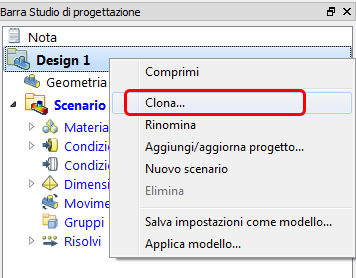 interfaccia utente di clonazione del progetto