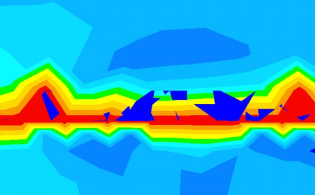 メッシュの流速分布図