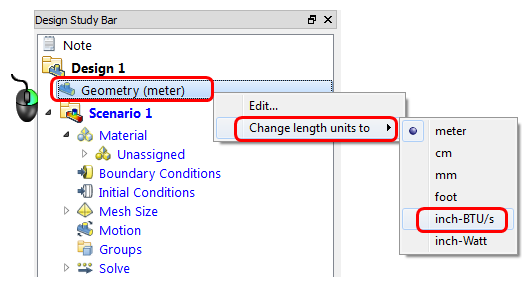 change units to inch