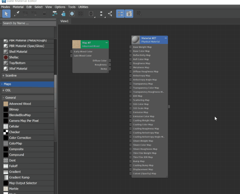 Screen recording GIF of someone creating a compound in the Slate Material Editor.