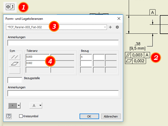 Hinzufügen Von Symbolen Für Form- Und Lagetoleranzen