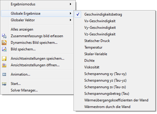 Menü Globale Ergebnisse