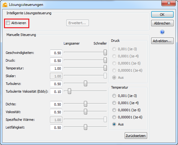 Lösungssteuerung deaktivieren