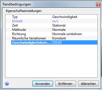 Geschwindigkeit festlegen