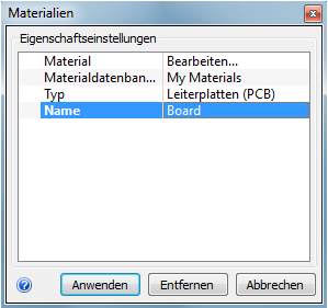 Dialogfeld Materialien