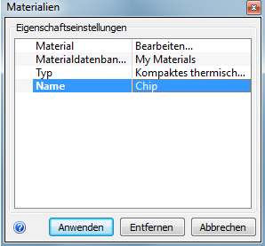 Dialogfeld Materialien
