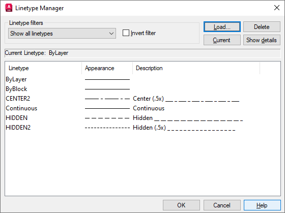AutoCAD 2024 Help | Linetype Manager | Autodesk