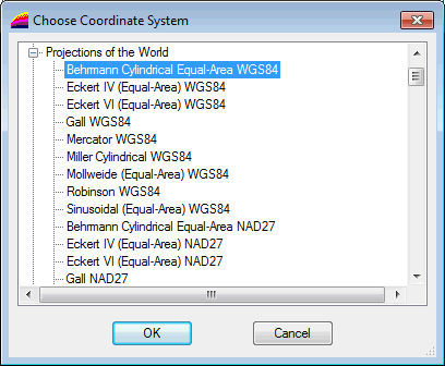 Choose Coordinate System Dialog