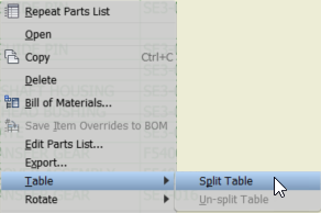 Inventor 2024 Help, To Split a Table