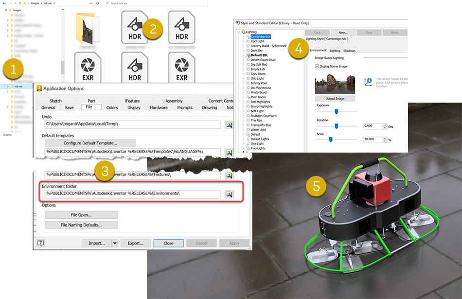 Inventor 2024 Ajuda, Para trabalhar com Ray Tracing