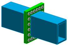 Rectangular end plate splice connection without stiffeners