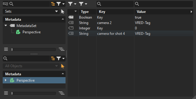 Metadata Editor with the node loaded into the lower list