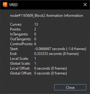 Information dialog for the clip