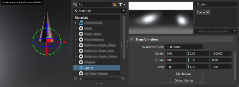 Manipulate button in the Environment Transformation section