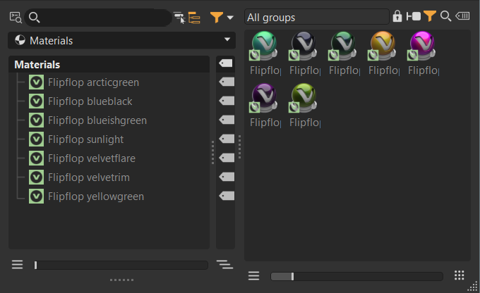 Filtered material list