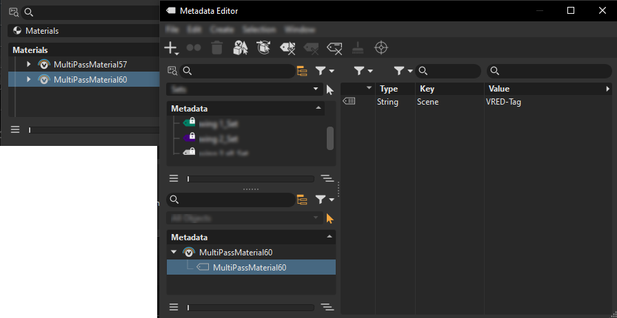Metadata Editor with the node loaded into the lower list