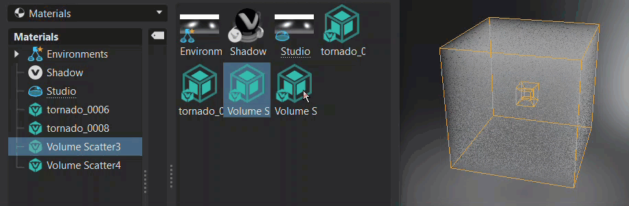 Changing a volume by dragging and dropping another onto an existing volume in the viewport