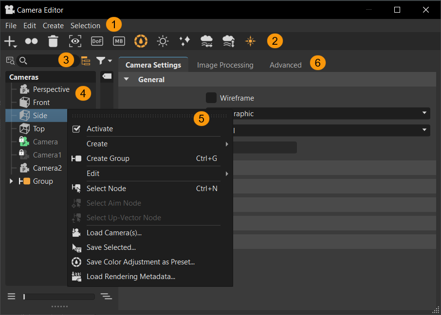 Camera Editor labelled