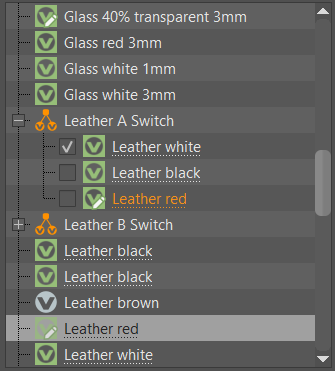 Main and sub-material are highlighted in orange