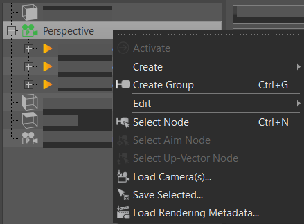 Camera context menu