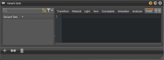 Script Editor functionality in Variant Sets > Scripts tab