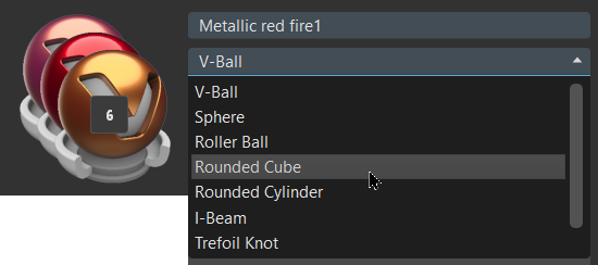 Assigning a different material preview shape to multiple materials
