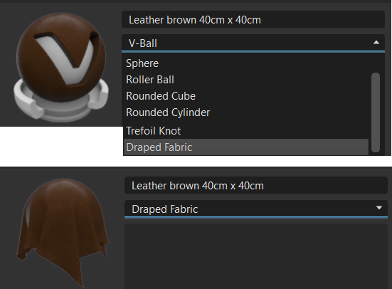 Material Preview Geometry menu