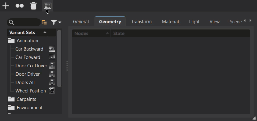 Variant Sets context menu