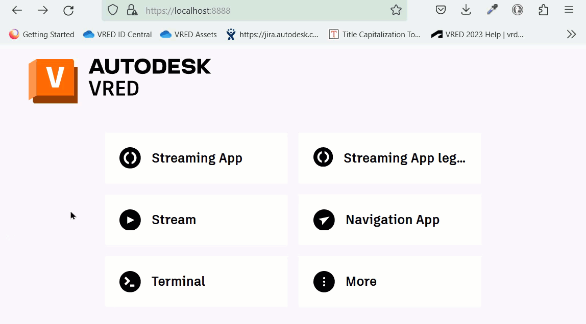 VRED Stream web interface