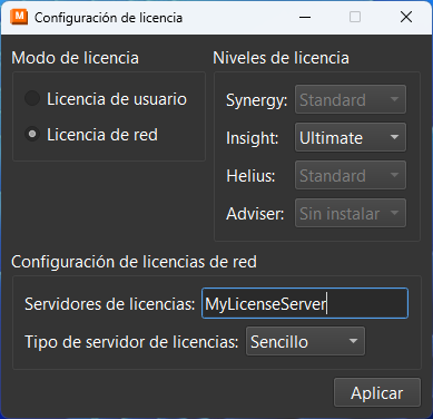 Configuración de licencias de red