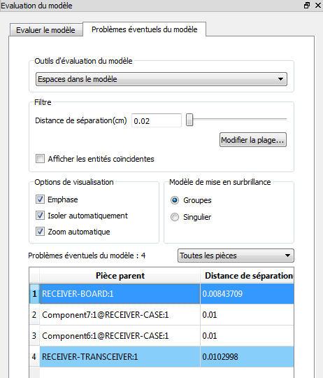 sélection des espaces de modèle