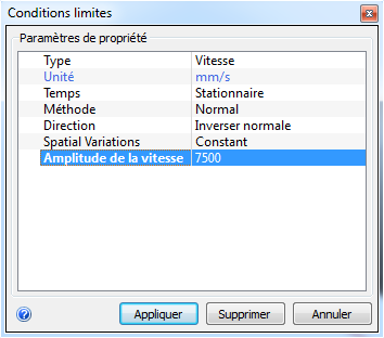 définir la vitesse d'entrée