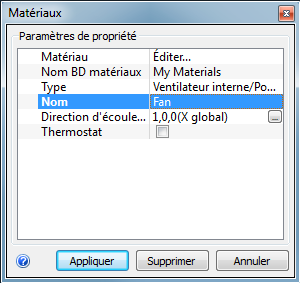 matériau du ventilateur