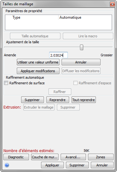 taille de maillage uniforme