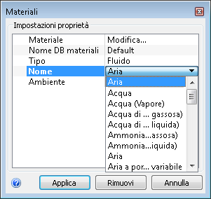 selezione del materiale