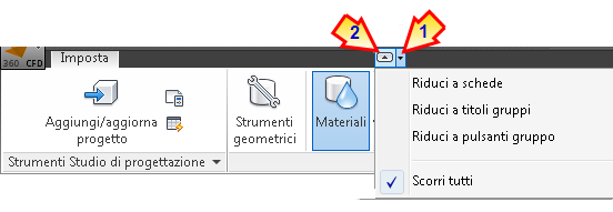 ridurre a icona la barra multifunzione
