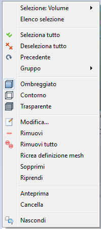 fare clic con il pulsante destro del mouse sulla parte in Mesh
