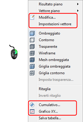 fare clic con il pulsante destro del mouse sul piano di taglio