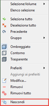 fare clic con il pulsante destro del mouse su Nascondi
