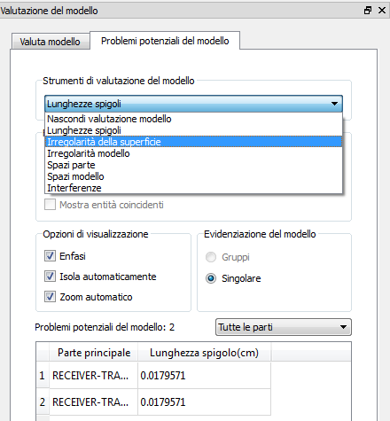 Irregolarità superficie