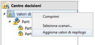Aggiorna valori di riepilogo