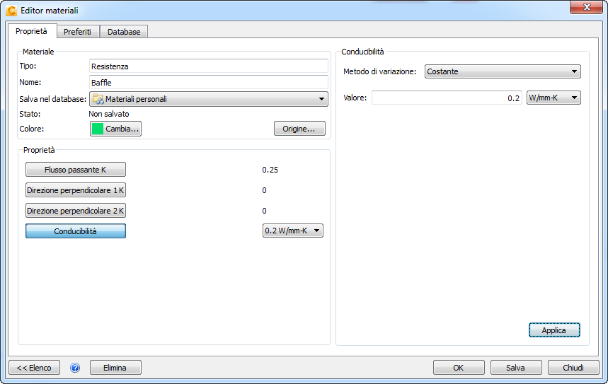 editor dei materiali
