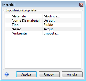 impostare il materiale