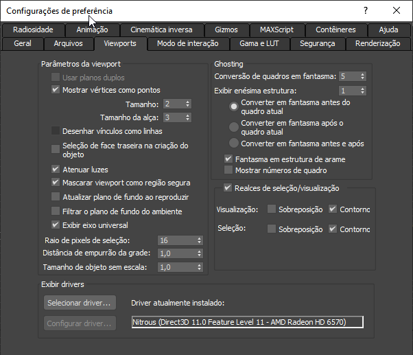 Viewport tab in the Preference Settings window displaying options to change your viewport settings.