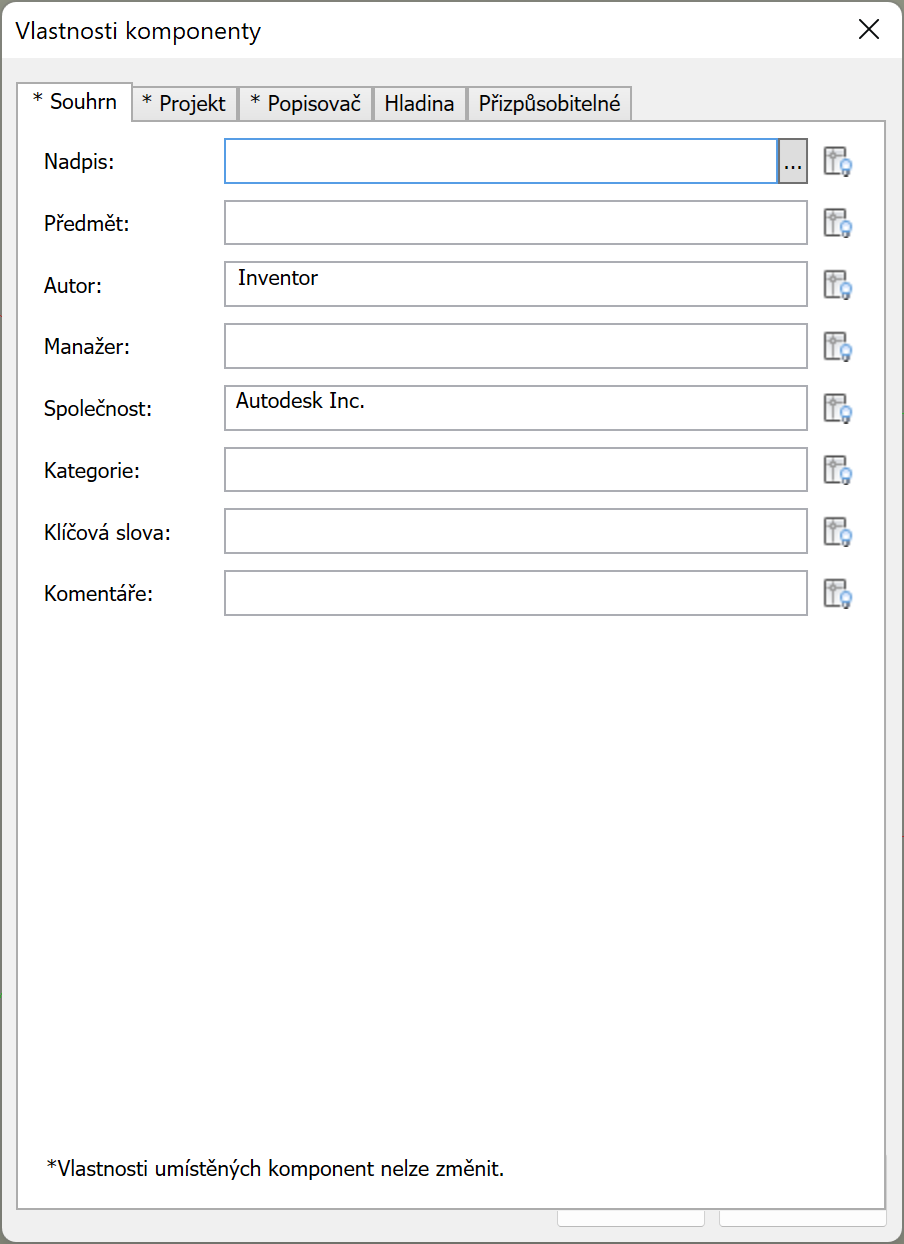 vlastnosti komponenty dříve