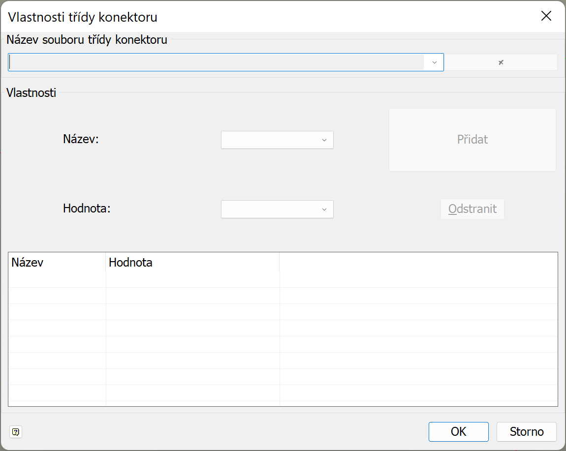 vlastnosti tříd konektorů dříve