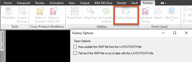 Dialog Možnosti sady Factory